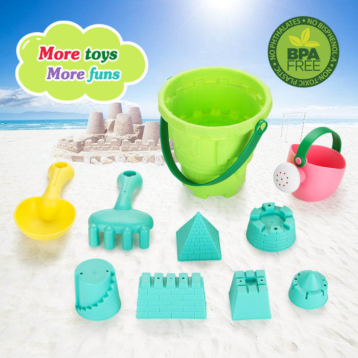 10pcs/set Kids Beach Toys Set Sand Shovels Mini Castle Shower Bucket Rake Mold