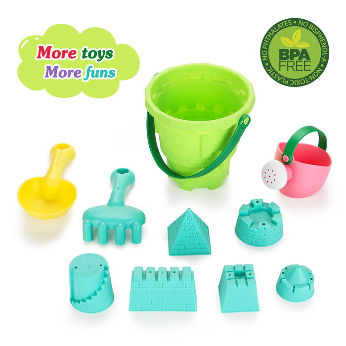 10pcs/set Kids Beach Toys Set Sand Shovels Mini Castle Shower Bucket Rake Mold