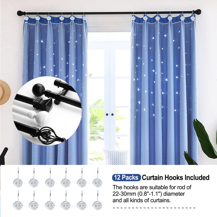 12PCS Fashion Decorative Home Rose Shower Curtain Hooks For Interior Decoration White