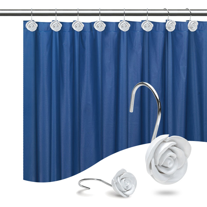 12PCS Fashion Decorative Home Rose Shower Curtain Hooks For Interior Decoration White