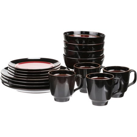 16-Piece Dinnerware Set, Red - EK CHIC HOME