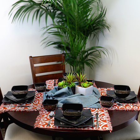 16 Piece Double Bowl Stoneware Dinnerware Set - EK CHIC HOME