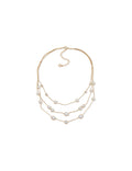 Anne Klein Gold Tone 16IN Stone Statement Multirow Necklace