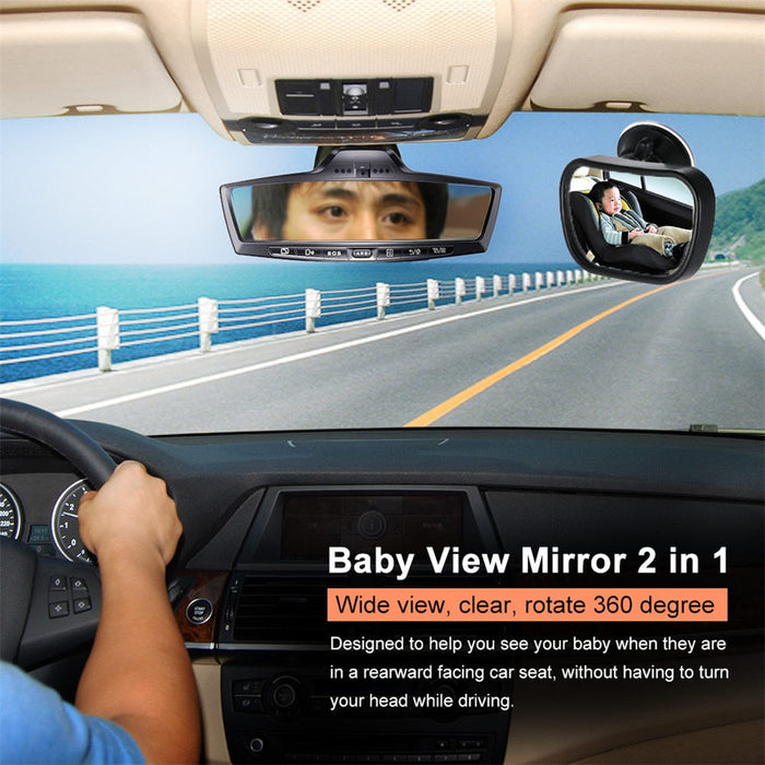 2-in-1 Adjustable Baby Rear View & Safety Car Mirror