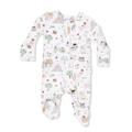 2 Way Ruffle Back Zipper Footie Cute Farm Animals Pink