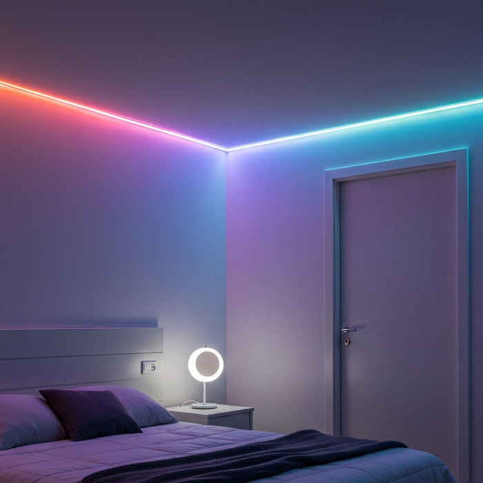 24V RGBW COB LED Tape Light | RGB+White Dot-Free Flexible Strip, 10mm