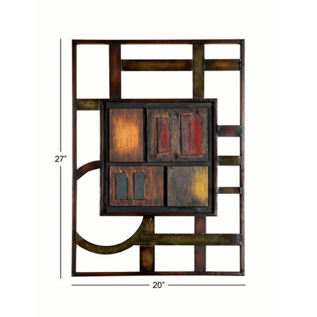 27 X 20 Inch Abstract Geometric Metal Wall Plaque - EK CHIC HOME