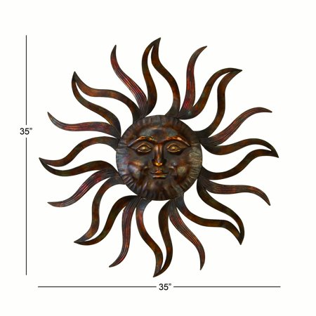 35 Inch Metal Celestial Sun Wall Decor - EK CHIC HOME
