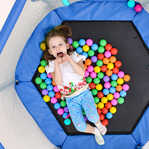 55'' Kids Mini Trampoline with Safety Enclosure Net & Balls