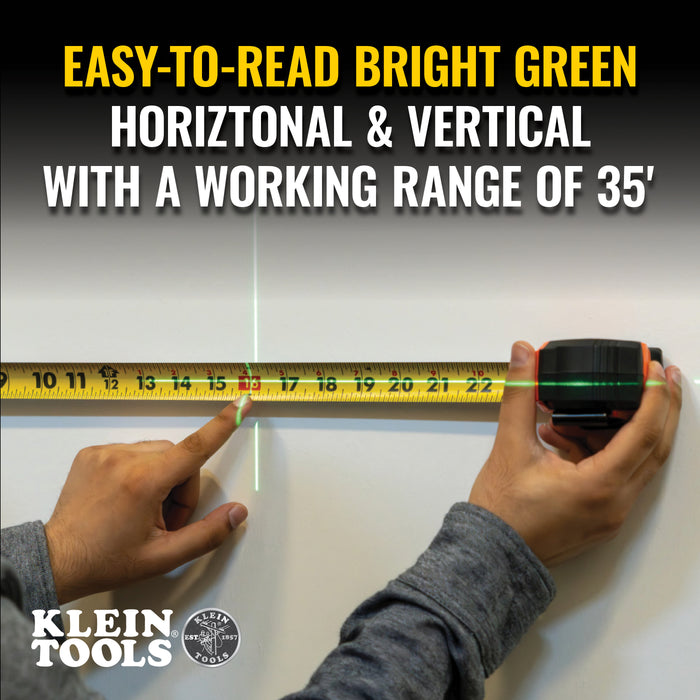 93MCLG | Klein Tools Green Mini Cross-Line Self-Leveling Laser Level, 50-Foot
