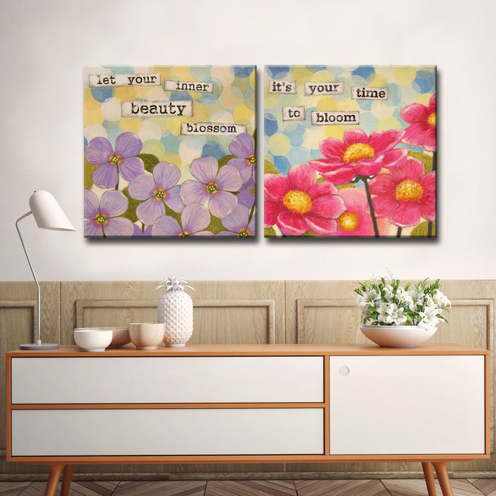 'Affirmation No. 1/2' 2 PieceWrapped Canvas Wall Art Set