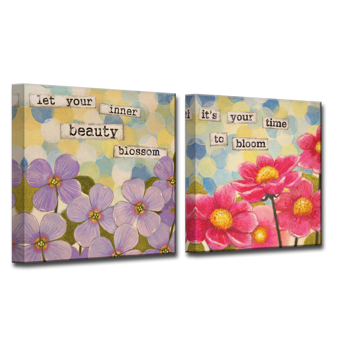 'Affirmation No. 1/2' 2 PieceWrapped Canvas Wall Art Set