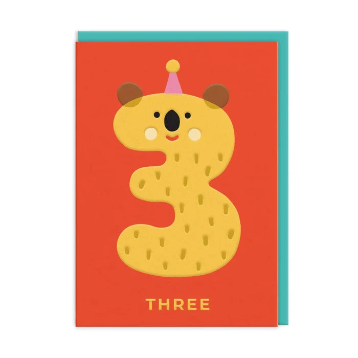 Age 3 Koala Birthday Greeting Card - bubblegum market