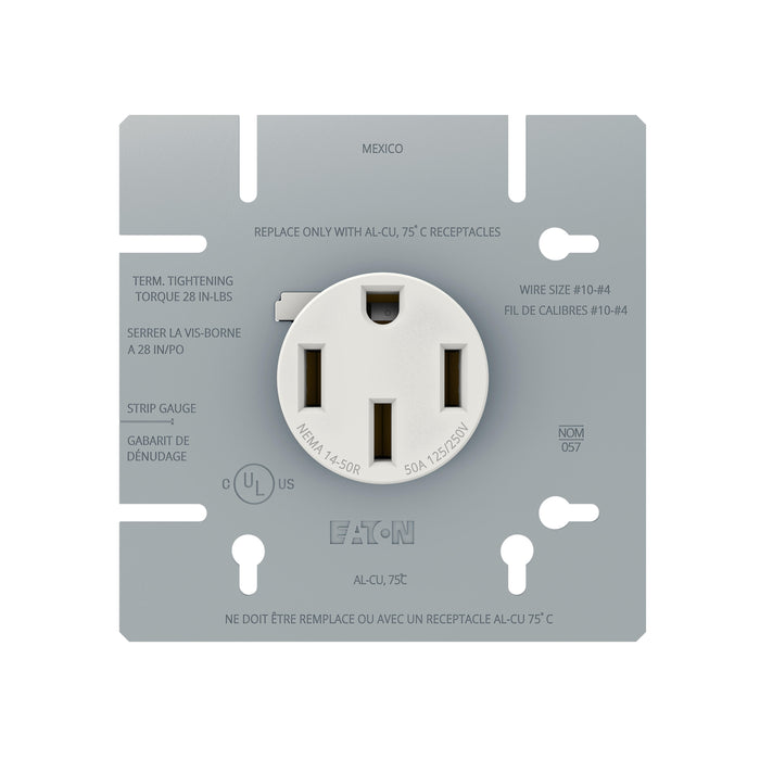 AH1168W | Eaton Stove Receptacle, 50 Amp, 120/250V, NEMA 14-50R