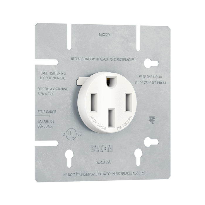 AH1168W | Eaton Stove Receptacle, 50 Amp, 120/250V, NEMA 14-50R