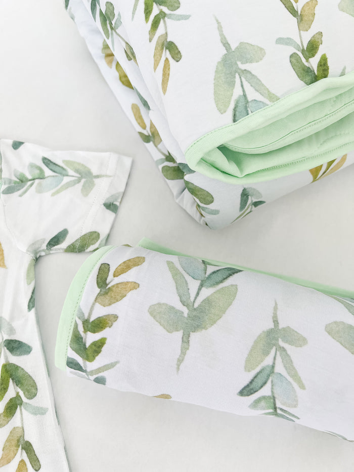Nodnal Co Bamboo Baby Gift Set in Leafy Greens - Premium Baby Bedding & Essentials