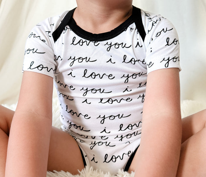 Nodnal Co Bamboo Bodysuit in I Love You - Premium Baby Bedding & Essentials