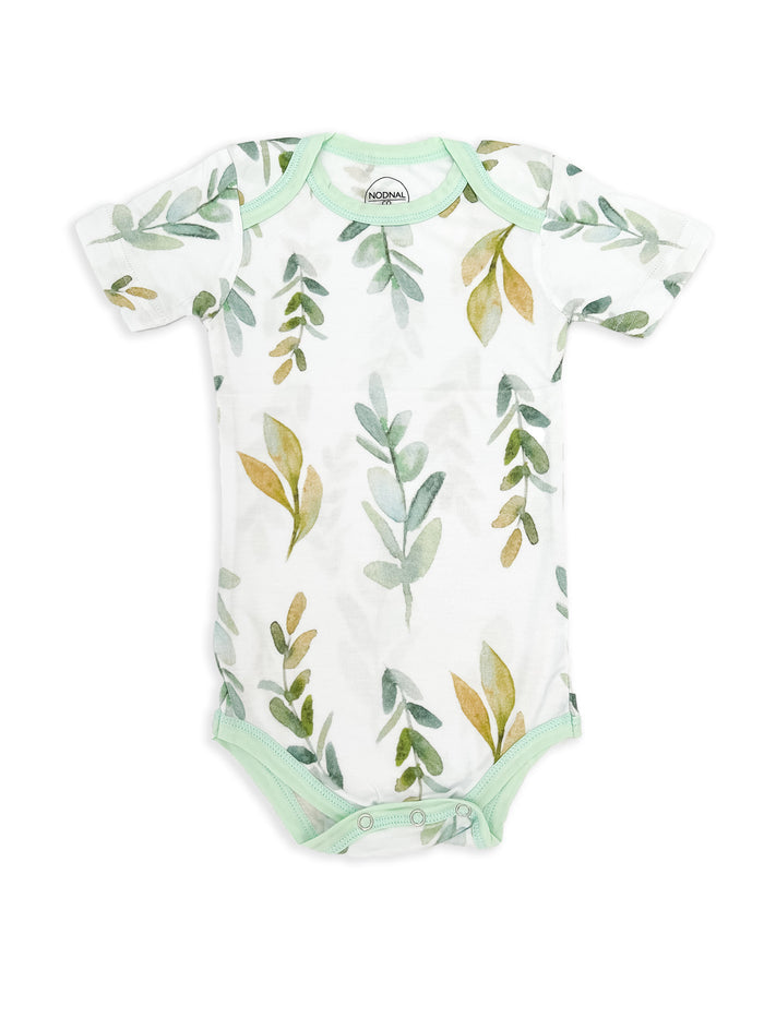 Nodnal Co Bamboo Bodysuit in Leafy Greens - Premium Baby Bedding & Essentials