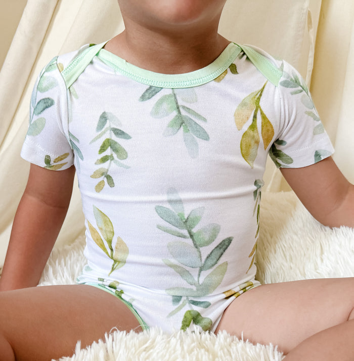 Nodnal Co Bamboo Bodysuit in Leafy Greens - Premium Baby Bedding & Essentials