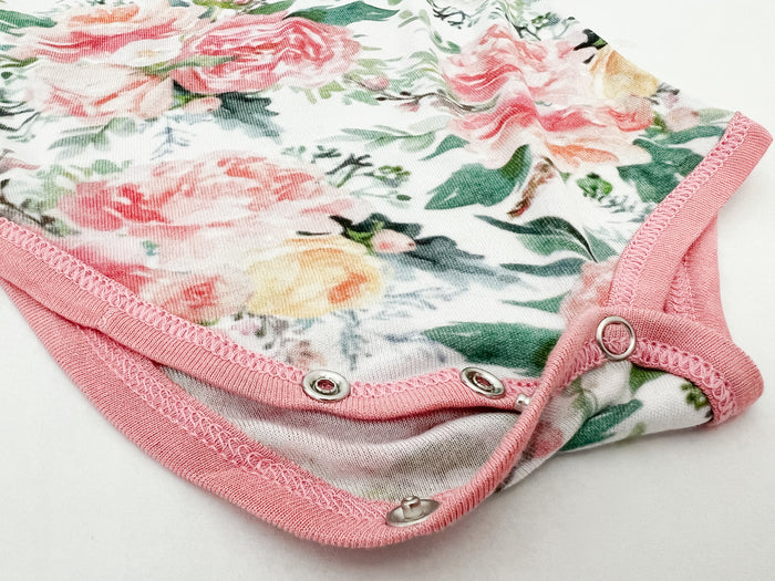 Nodnal Co Bamboo Bodysuit in Peonies and Roses - Premium Baby Bedding & Essentials