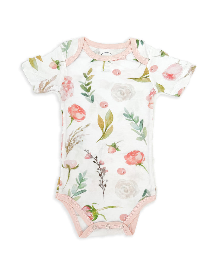 Nodnal Co Bamboo Bodysuit in Peony - Premium Baby Bedding & Essentials