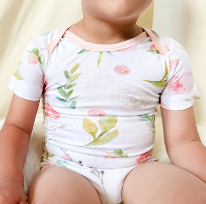 Nodnal Co Bamboo Bodysuit in Peony - Premium Baby Bedding & Essentials