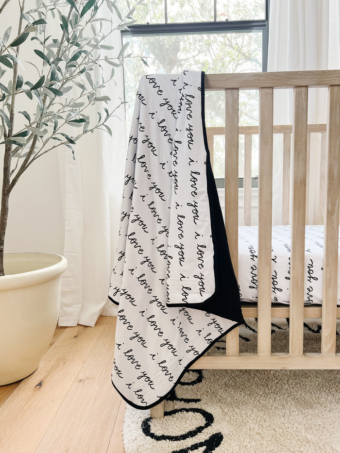 Nodnal Co Bamboo Quilted Blanket in I Love You - Premium Baby Bedding & Essentials