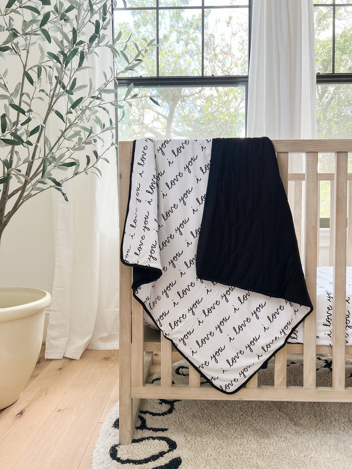 Nodnal Co Bamboo Quilted Blanket in I Love You - Premium Baby Bedding & Essentials
