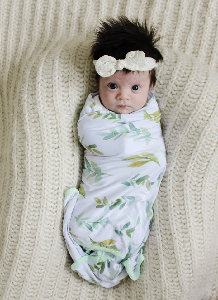 Nodnal Co Bamboo Swaddle Blanket in Leafy Greens - Premium Baby Bedding & Essentials