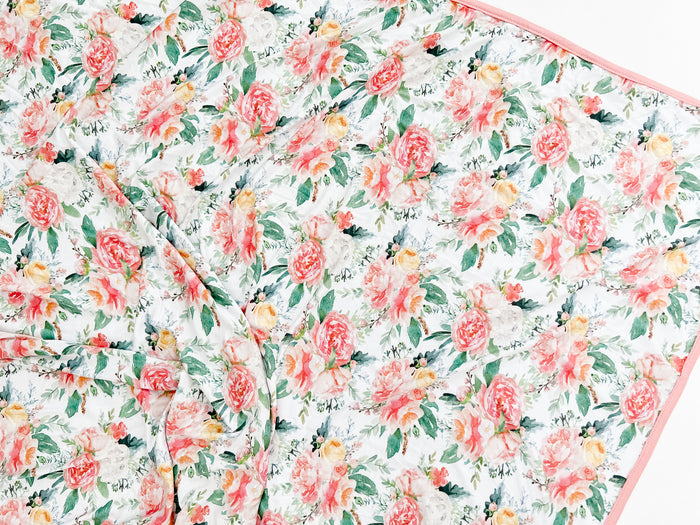 Nodnal Co Bamboo Swaddle Blanket in Peonies and Roses - Premium Baby Bedding & Essentials