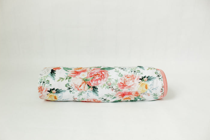 Nodnal Co Bamboo Swaddle Blanket in Peonies and Roses - Premium Baby Bedding & Essentials