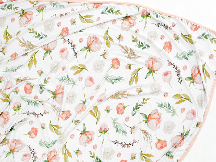 Nodnal Co Bamboo Swaddle Blanket in Peony - Premium Baby Bedding & Essentials