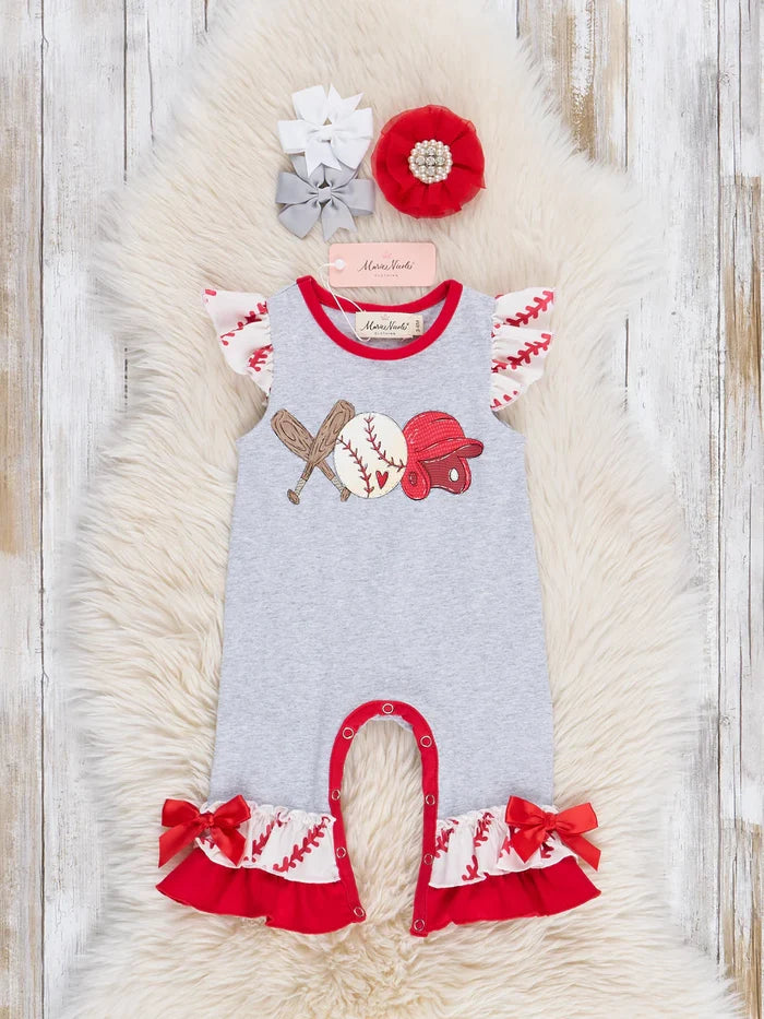 Baseball Ruffle Romper