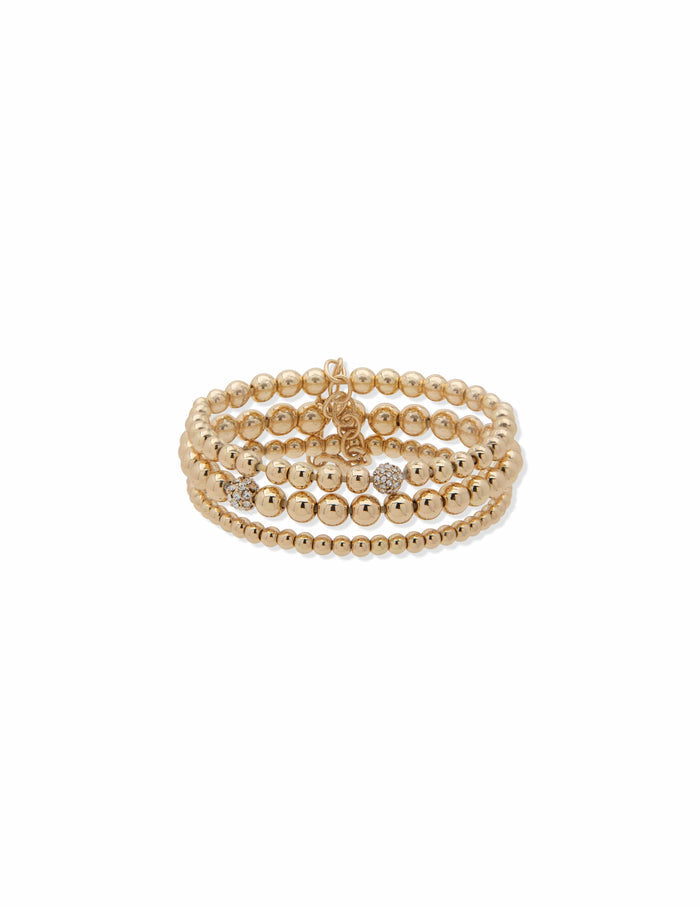 Anne Klein Gold-Tone Beaded 3 Stretch Bracelet