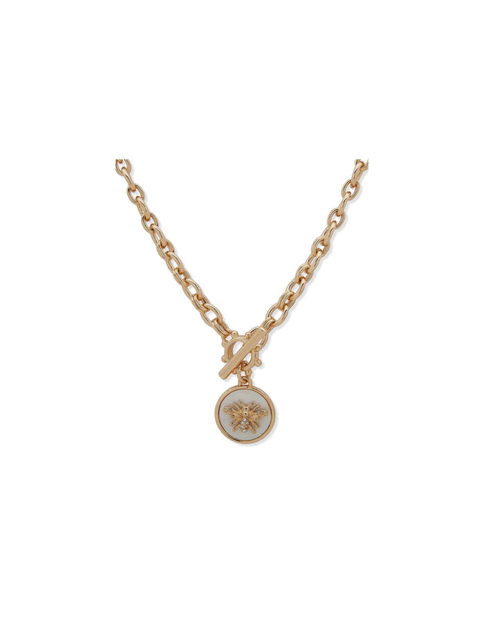 Anne Klein Gold Tone Bee Motif Pendant Necklace