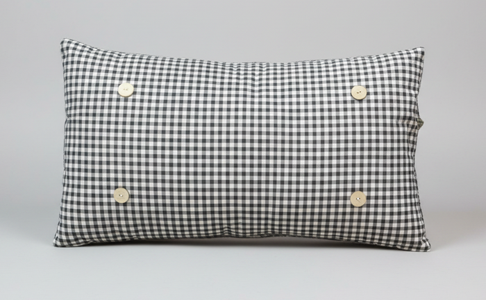 Black Gingham Button Pillow