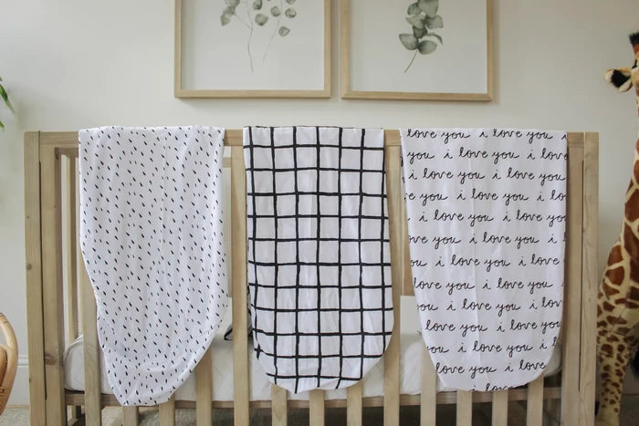 Nodnal Co Black & White Mini Crib Fitted Sheet Set - Premium Baby Bedding & Essentials