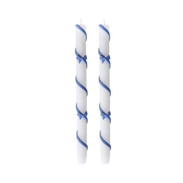 Blue Ribbon Bow Taper Candles (Set of 2) - bubblegum market