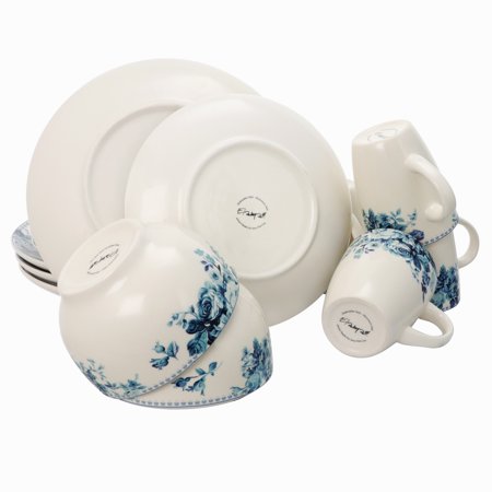 Blue Rose Traditional 16 Piece Elegant Dinnerware Set - EK CHIC HOME