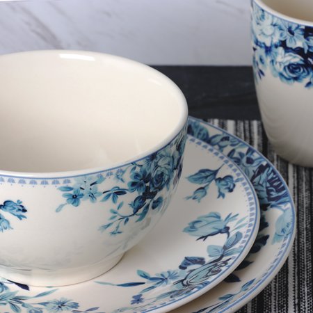 Blue Rose Traditional 16 Piece Elegant Dinnerware Set - EK CHIC HOME
