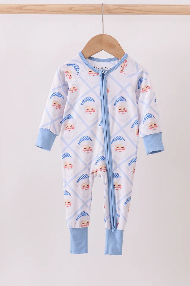 Blue Santa Bamboo Romper