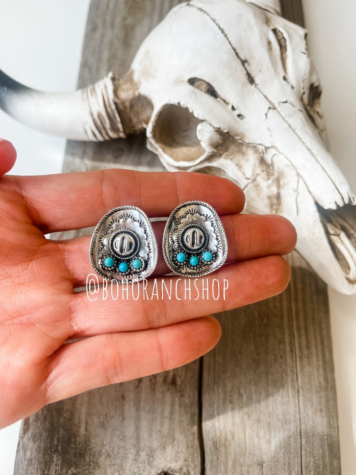 Boho Ranch Western Cowboy Hat Earrings