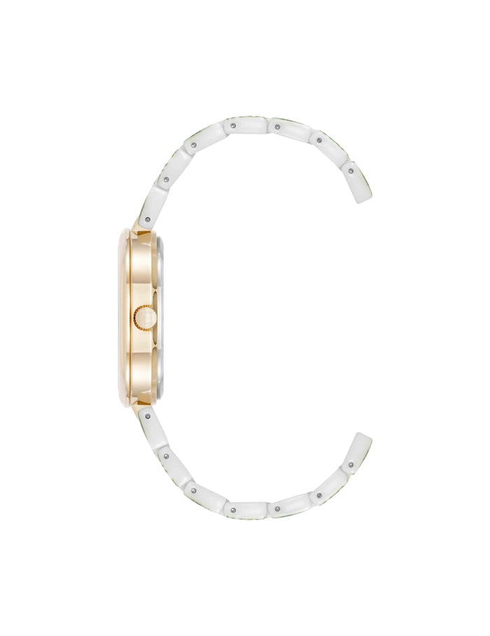 Anne Klein Botanical Pattern Ceramic Bracelet Watch