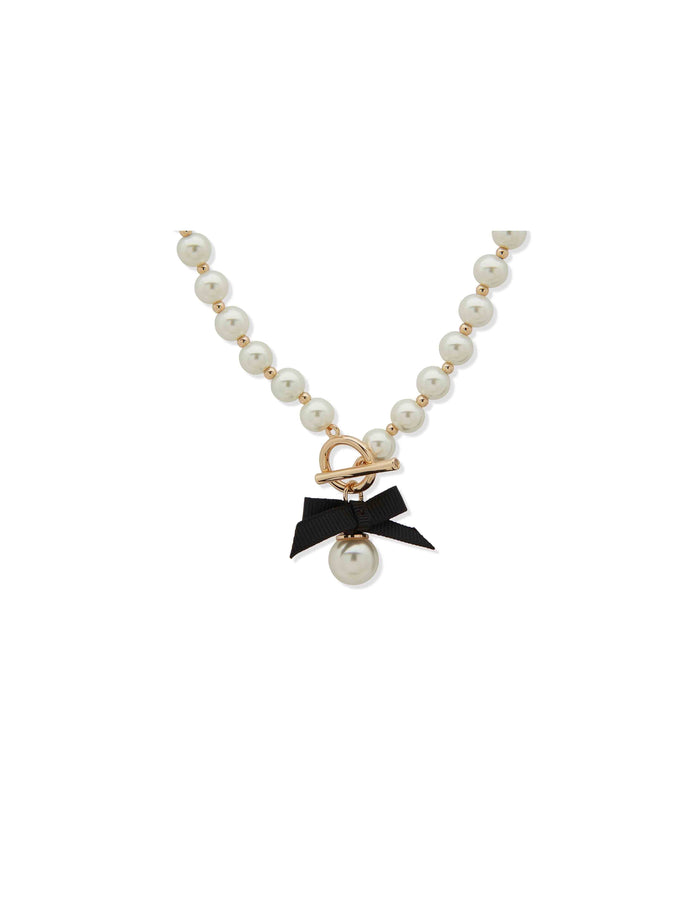 Anne Klein Gold Tone Bow Toggle Necklace