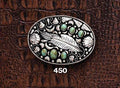 Buckle Oval with Feather & Turquoise