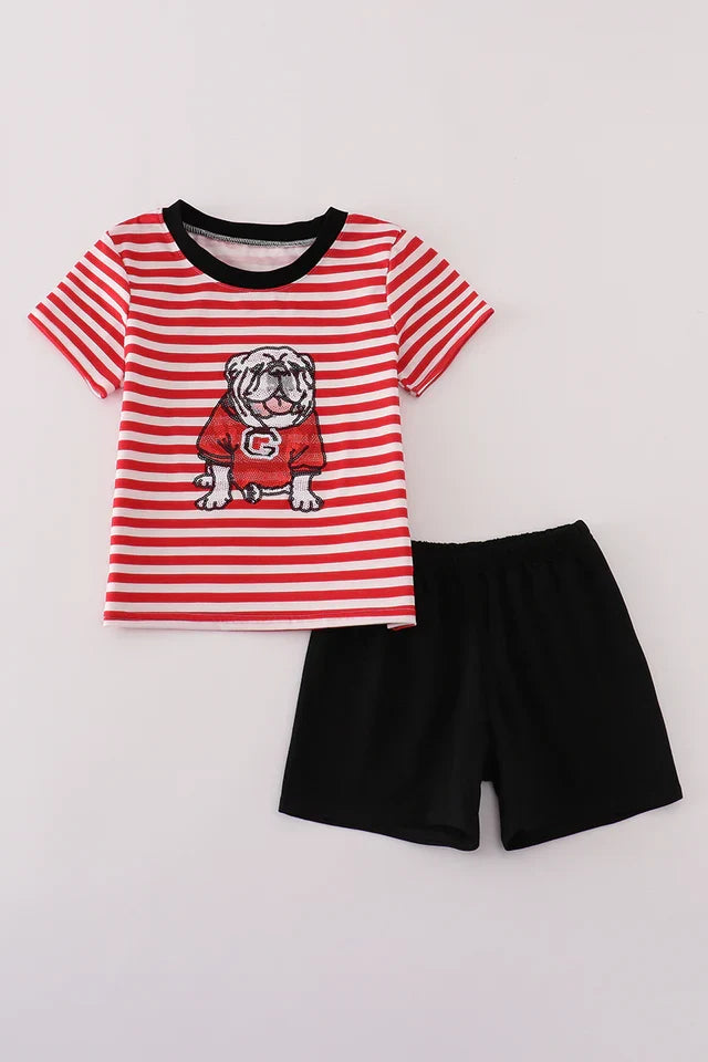 Bulldog Sequin Stripe Shorts Set