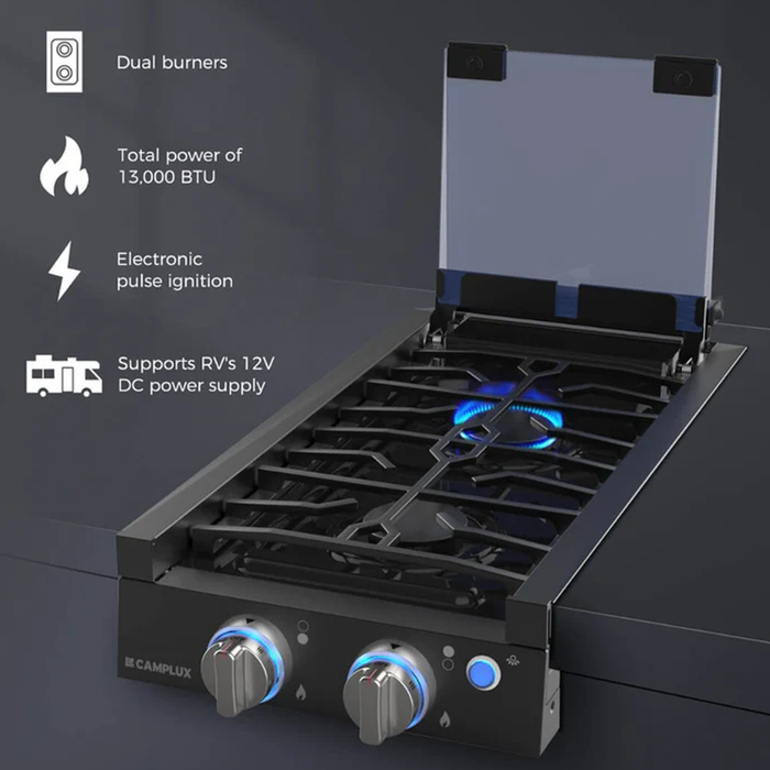Camplux 2 Burner 12” RV Cooktop Slide-In Gas Stove - Shed Windows and More, Inc.