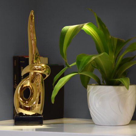 Ceramic Abstract Sculpture Polished Chrome Finish - EK CHIC HOME