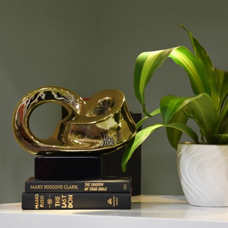 Ceramic Abstract Sculpture Polished Chrome Finish - EK CHIC HOME