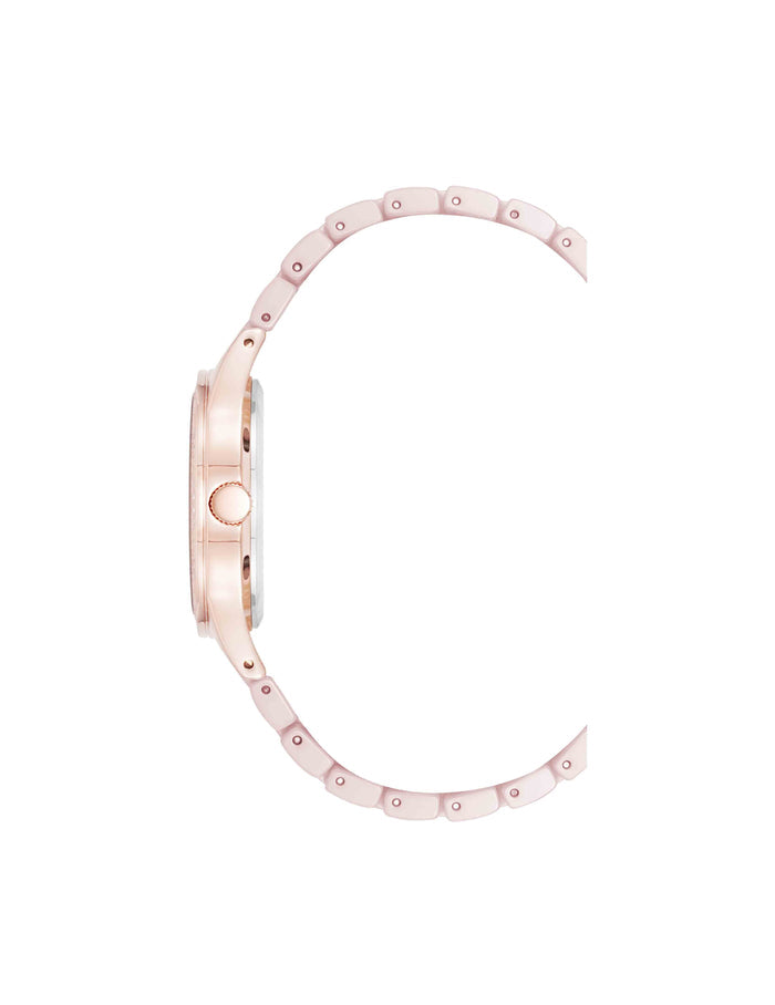 Anne Klein Ceramic Bracelet Floral Dial Watch